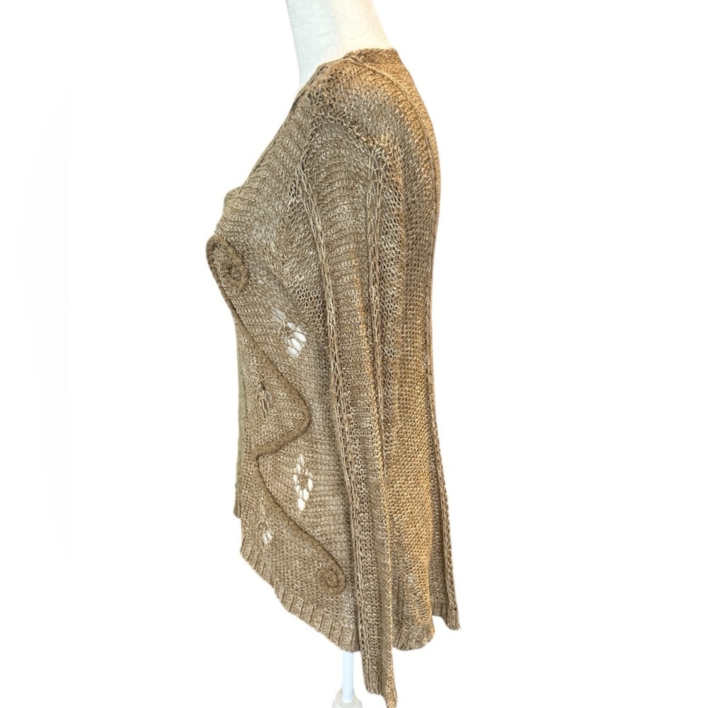 Vintage Y2K Crochet Open Knit Sweater in Tan - Picture 7 of 10